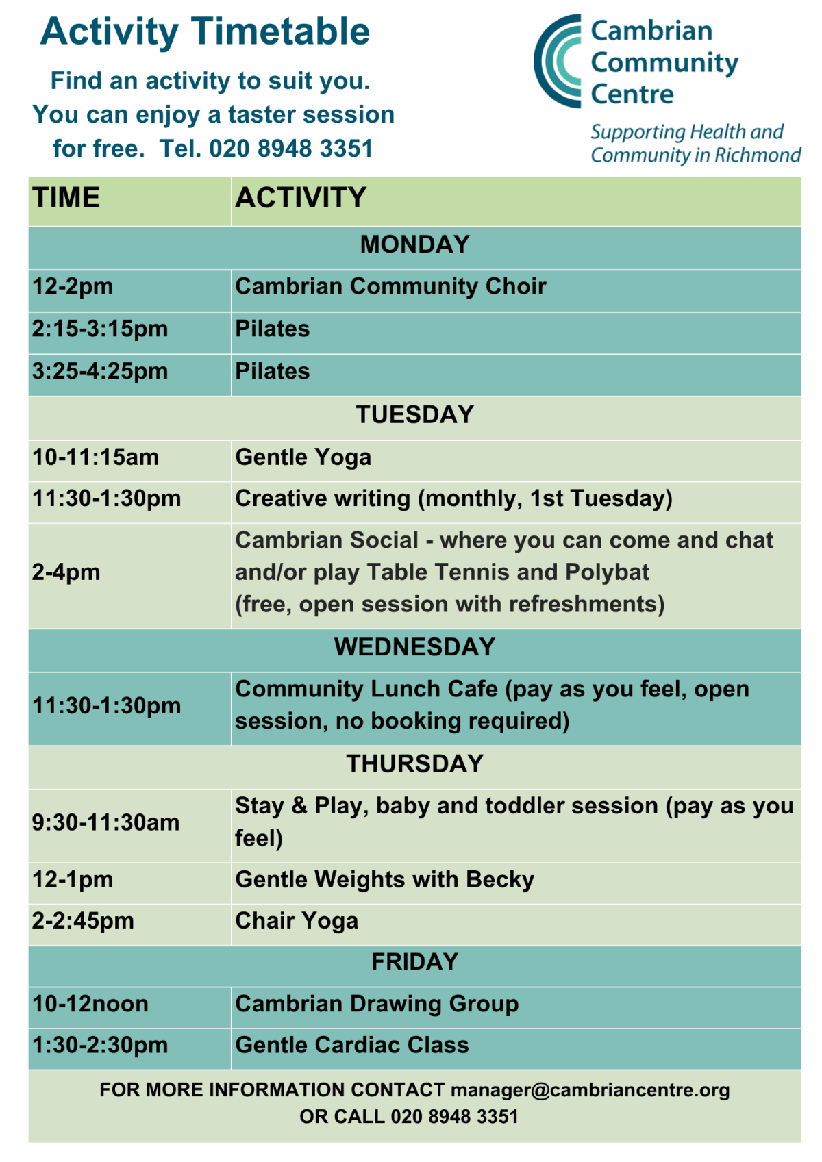 New Timetable Available